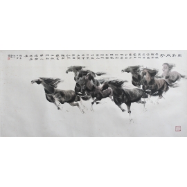 鄧敬民 八駿圖 - y16300 畫作系列-國畫-國畫花鳥.動物.靜物系列
